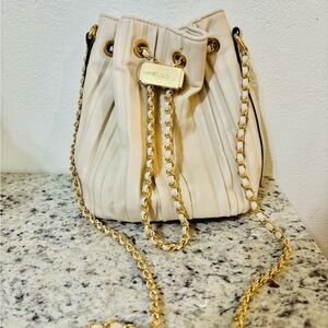Aldo Cream and Gold Crossbody Bag with Structured Design